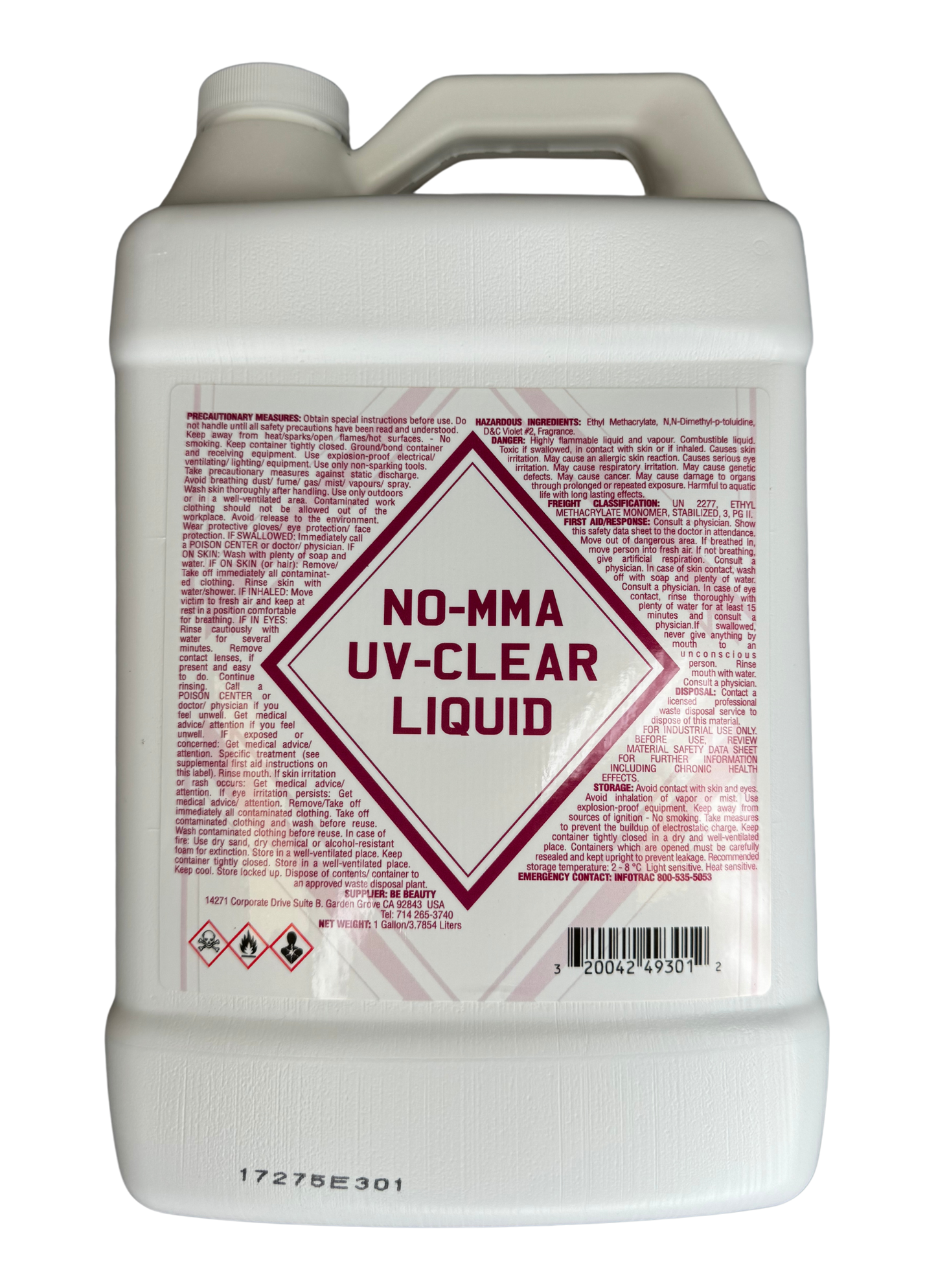 Liquid 301 Uv Clear - Ema Liquid Monomer - 128 OZ