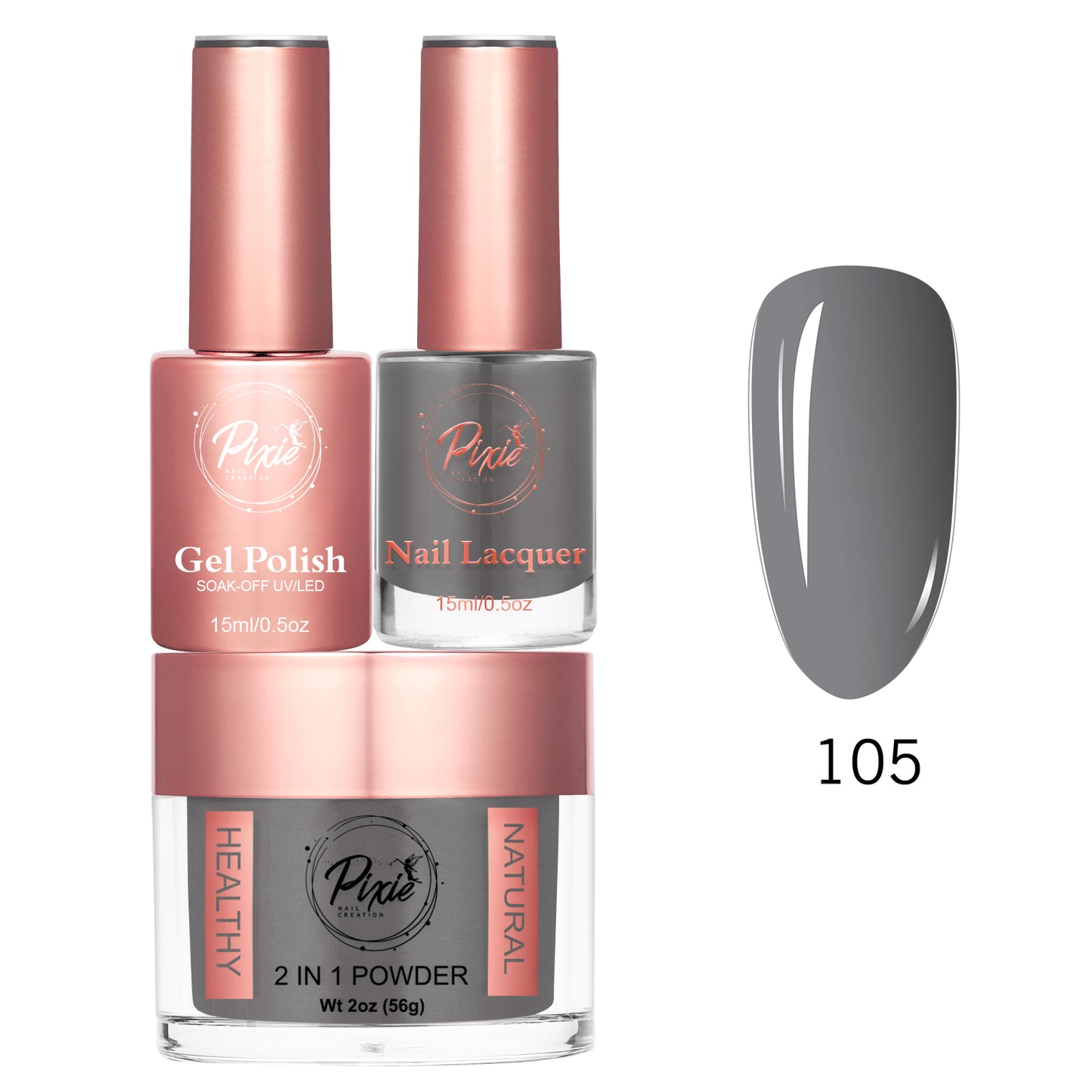 Pixie 4in1 Trio Matching (Dip/Acrylic Powder + Gel + Nail Lacquer) – 105