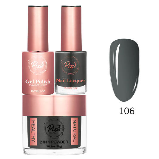 Pixie 4in1 Trio Matching (Dip/Acrylic Powder + Gel + Nail Lacquer) – 106