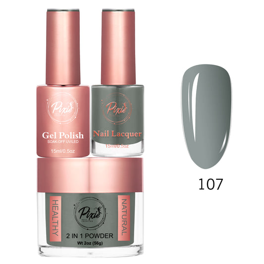 Pixie 4in1 Trio Matching (Dip/Acrylic Powder + Gel + Nail Lacquer) – 107