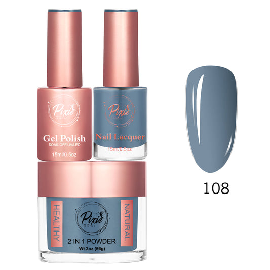 Pixie 4in1 Trio Matching (Dip/Acrylic Powder + Gel + Nail Lacquer) – 108