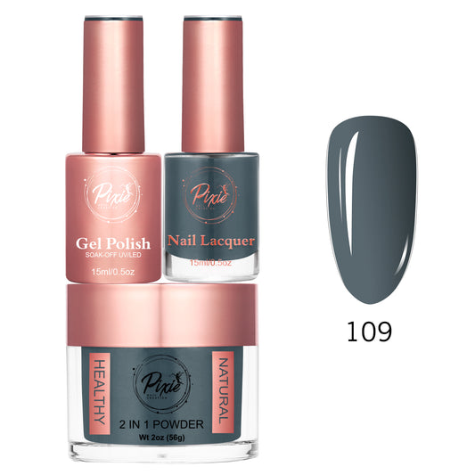 Pixie 4in1 Trio Matching (Dip/Acrylic Powder + Gel + Nail Lacquer) – 109