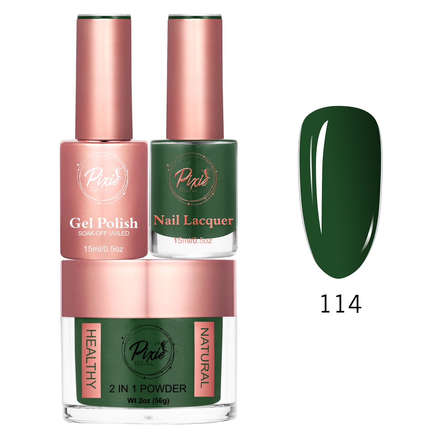 Pixie 4in1 Trio Matching (Dip/Acrylic Powder + Gel + Nail Lacquer) – 114