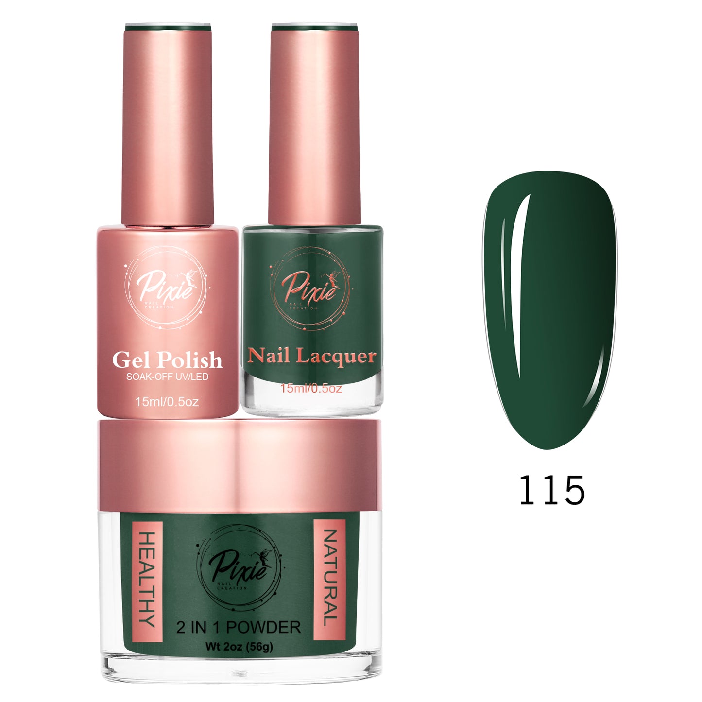 Pixie 4in1 Trio Matching (Dip/Acrylic Powder + Gel + Nail Lacquer) – 115