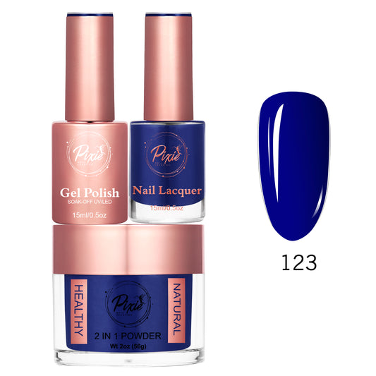 Pixie 4in1 Trio Matching (Dip/Acrylic Powder + Gel + Nail Lacquer) – 123