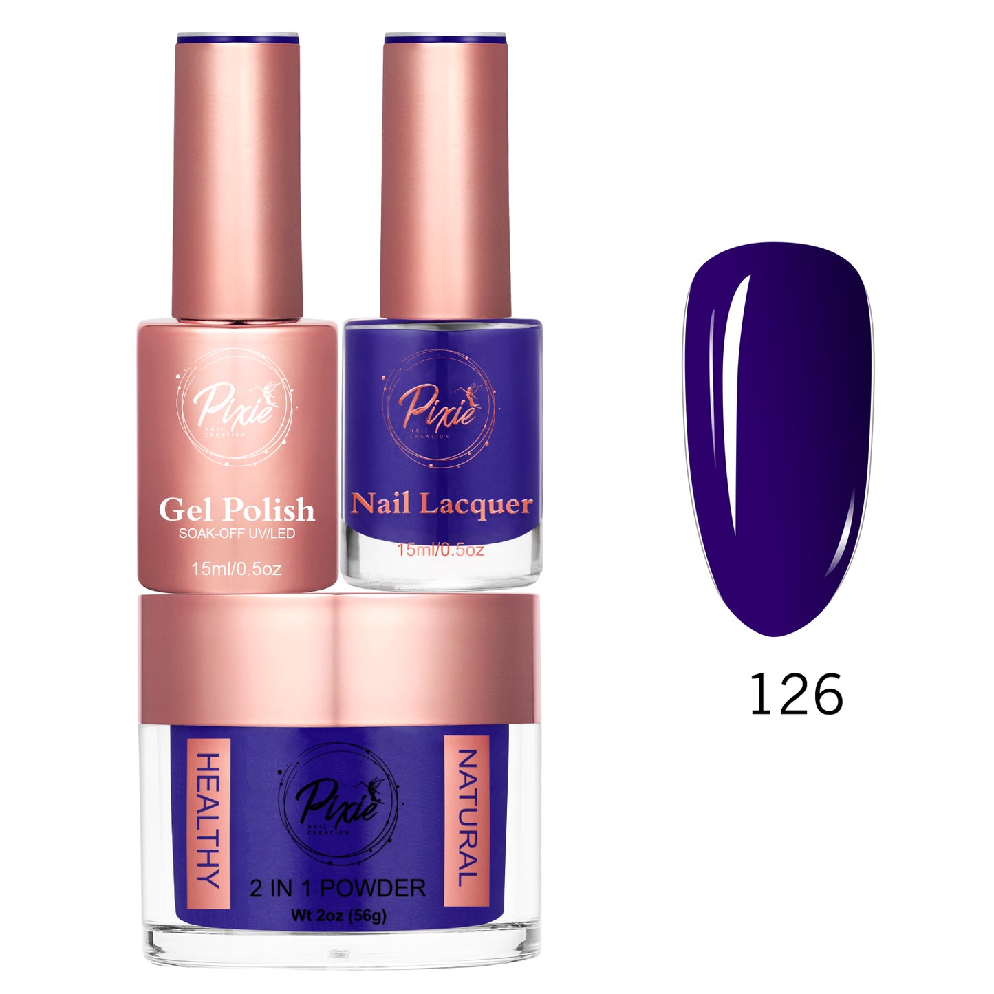 Pixie 4in1 Trio Matching (Dip/Acrylic Powder + Gel + Nail Lacquer) – 126