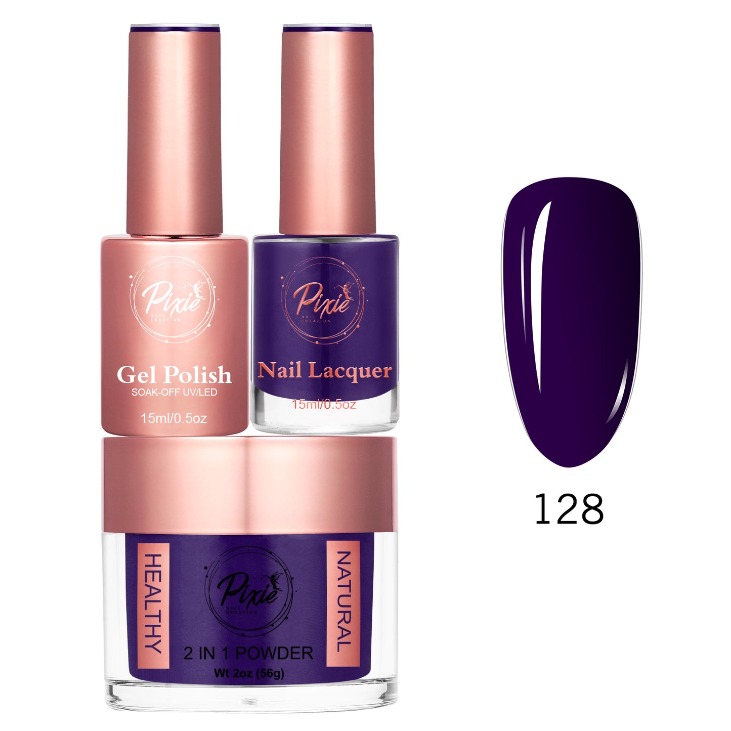 Pixie 4in1 Trio Matching (Dip/Acrylic Powder + Gel + Nail Lacquer) – 128