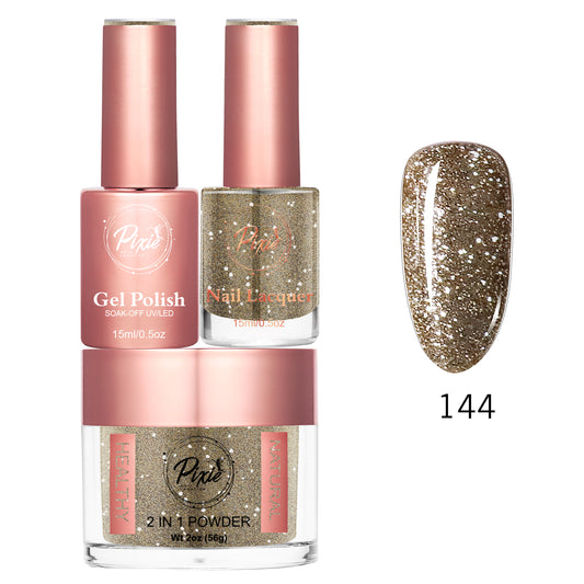 Pixie 4in1 Trio Matching (Dip/Acrylic Powder + Gel + Nail Lacquer) – 144