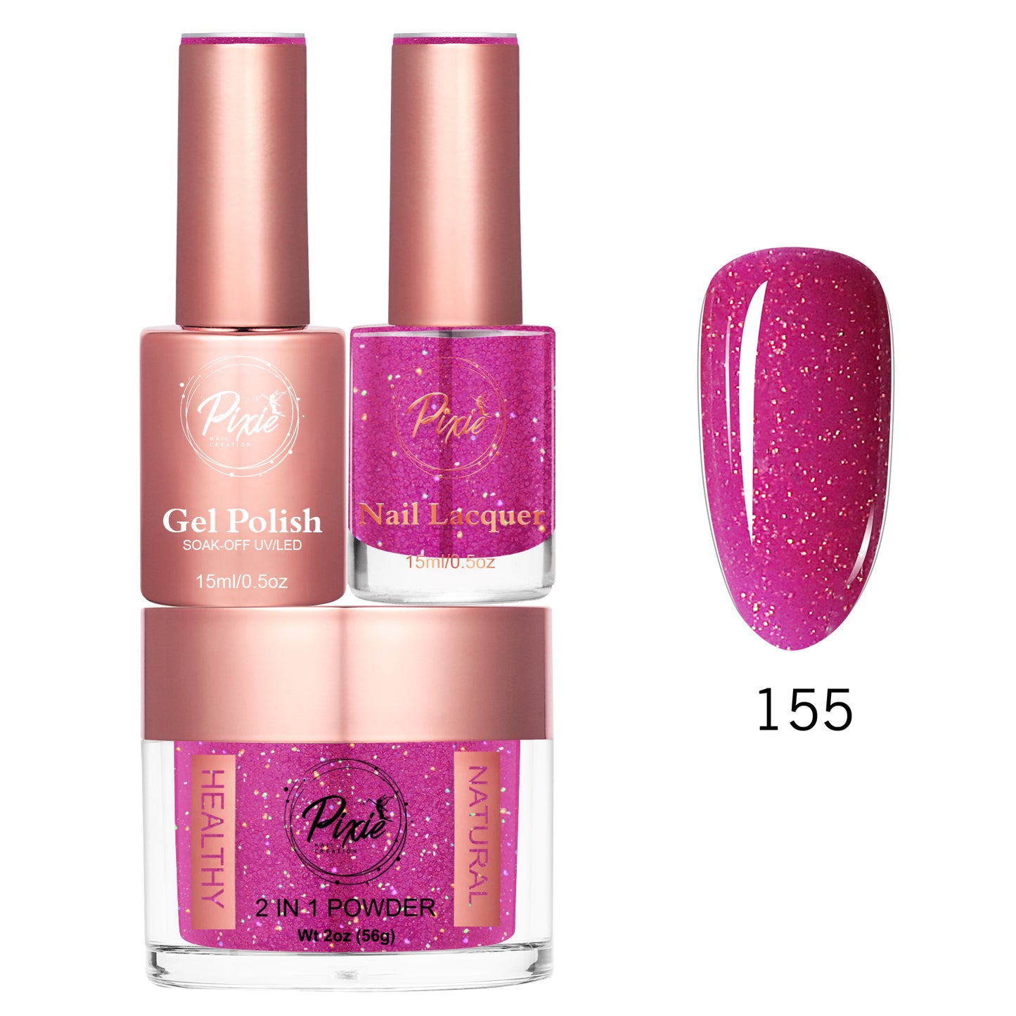 Pixie 4in1  Trio Matching (Dip/Acrylic Powder + Gel + Nail Lacquer) – 155