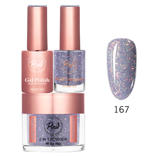 Pixie 4in1 Trio Matching (Dip/Acrylic Powder + Gel + Nail Lacquer) – 167