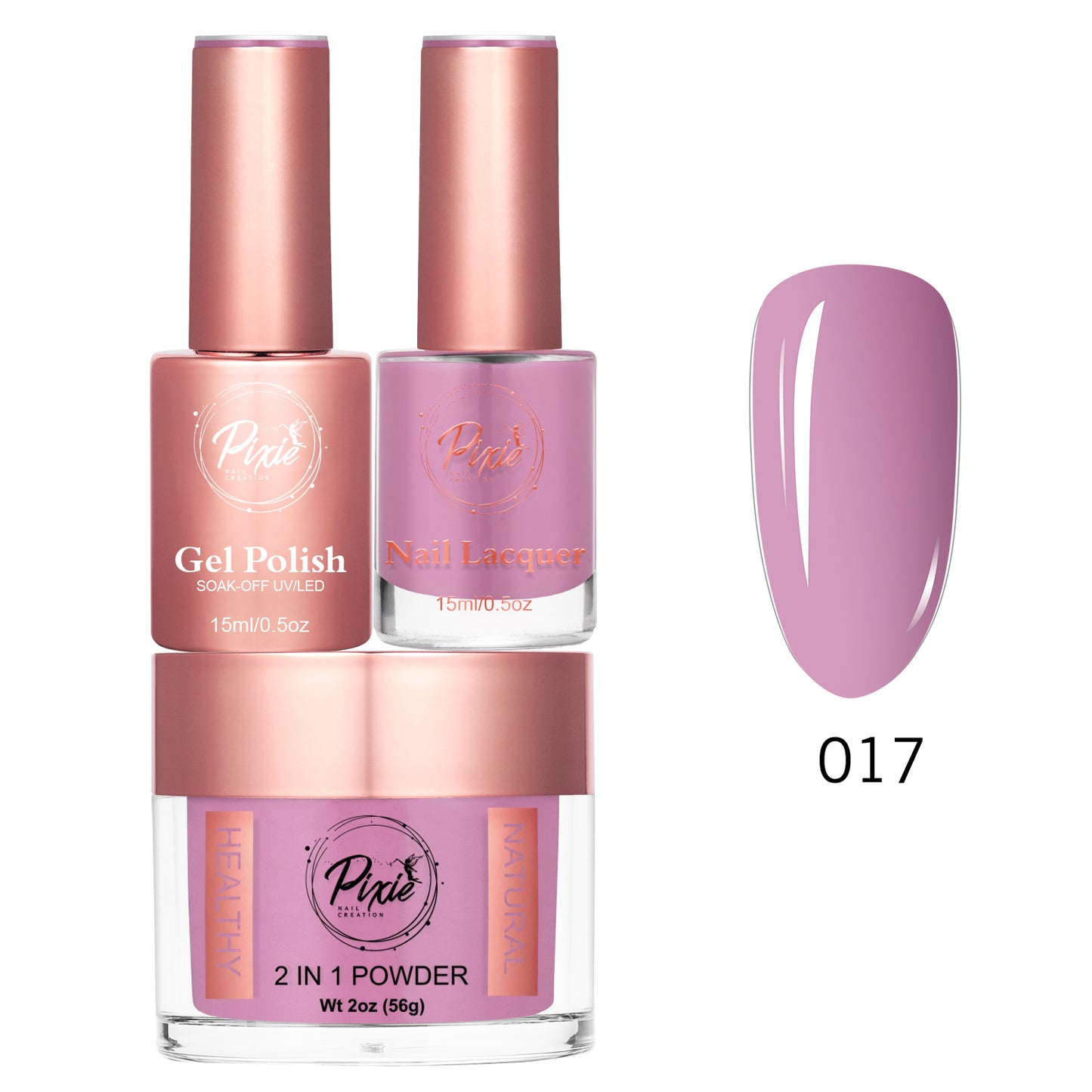 Pixie 4in1 Trio Matching (Dip/Acrylic Powder + Gel + Nail Lacquer) – 017