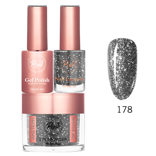 Pixie 4in1 Trio Matching (Dip/Acrylic Powder + Gel + Nail Lacquer) – 178