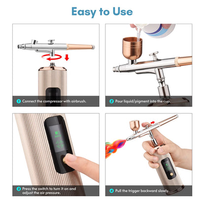 Portable Air Brush with LCD Screen Dual-Action 3-level Adjustable Pressure