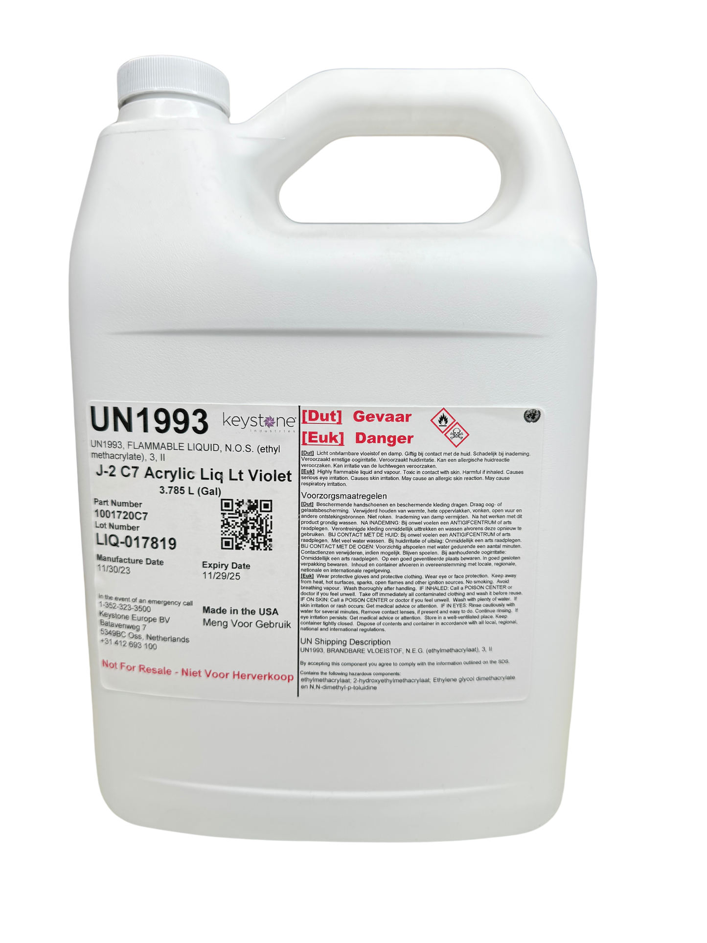 Keystone J2000 - C7 Non Yellow Arcylic Liquid Monomer Violet - 1 Gallon