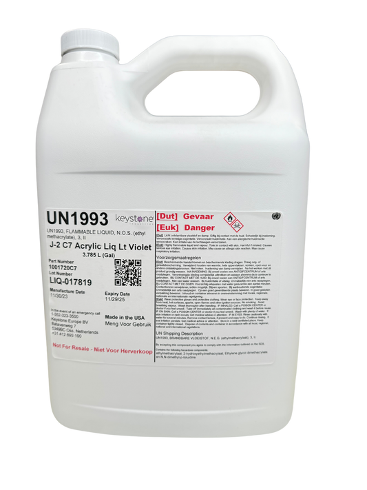 Keystone J2000 - C7 Non Yellow Arcylic Liquid Monomer Violet - 1 Gallon