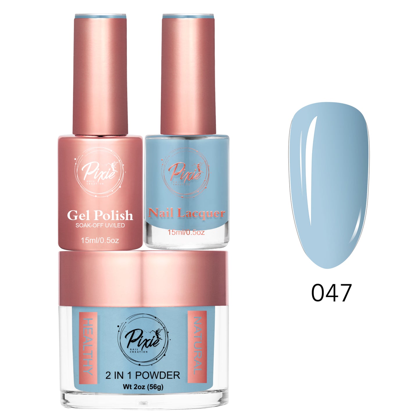 Pixie 4in1 Trio Matching (Dip/Acrylic Powder + Gel + Nail Lacquer) – 047