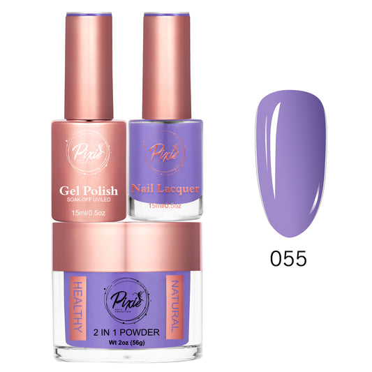 Pixie 4in1 Trio Matching (Dip/Acrylic Powder + Gel + Nail Lacquer) – 055