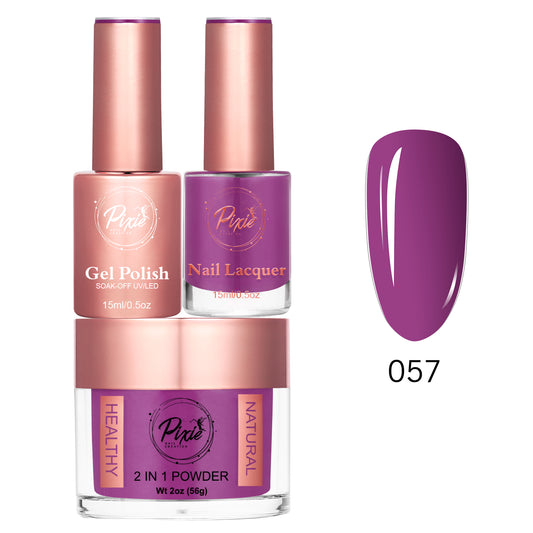 Pixie 4in1 Trio Matching (Dip/Acrylic Powder + Gel + Nail Lacquer) – 057