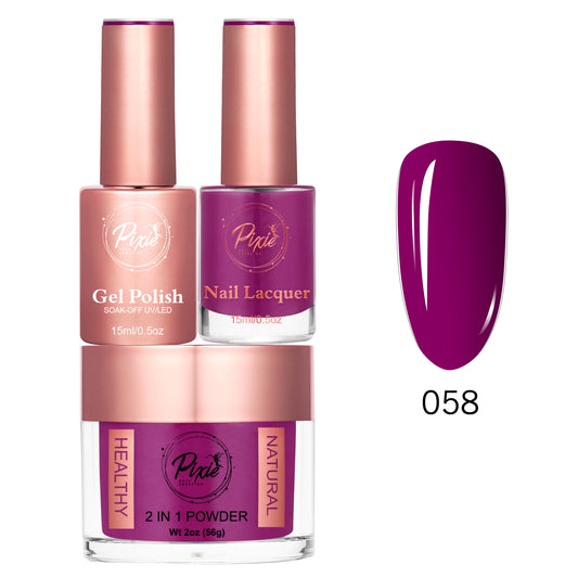 Pixie 4in1 Trio Matching (Dip/Acrylic Powder + Gel + Nail Lacquer) – 058