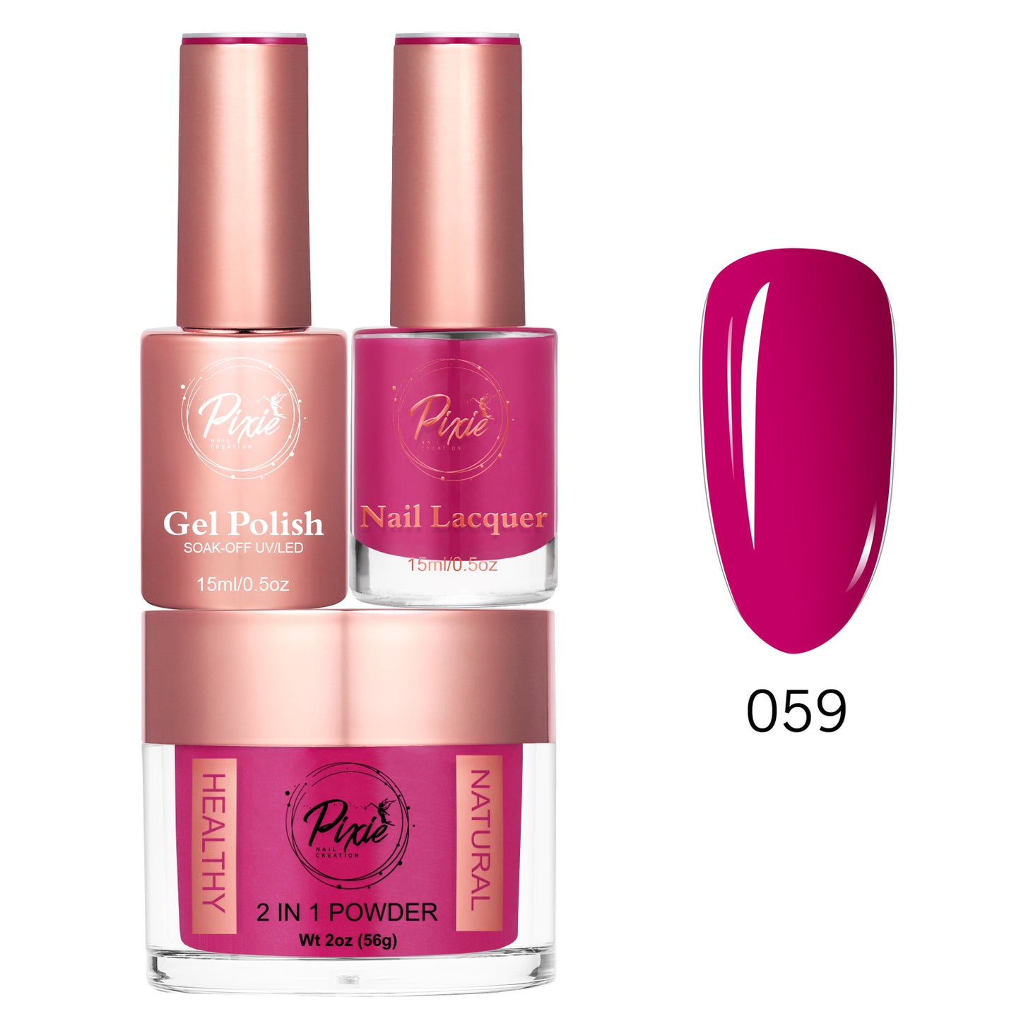 Pixie 4in1 Trio Matching (Dip/Acrylic Powder + Gel + Nail Lacquer) – 059