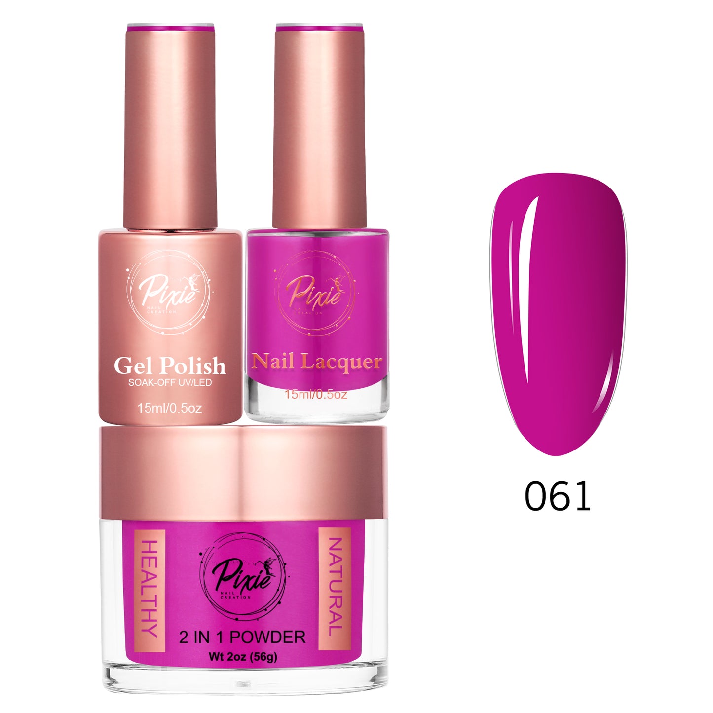 Pixie 4in1 Trio Matching (Dip/Acrylic Powder + Gel + Nail Lacquer) – 061