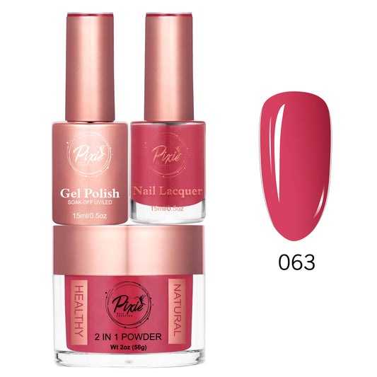 Pixie 4in1 Trio Matching (Dip/Acrylic Powder + Gel + Nail Lacquer) – 063