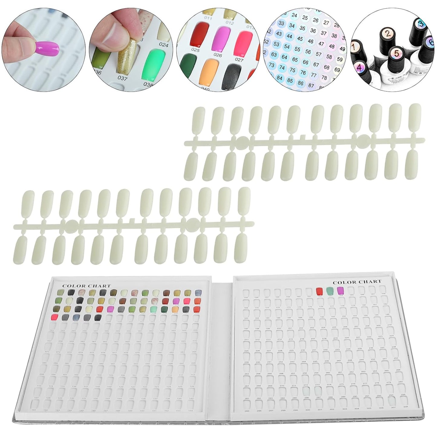 308 Colors Nail Polish Display Book with 360 Tips