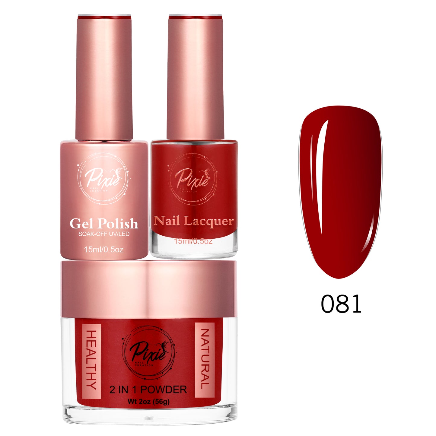 Pixie 4in1 Trio Matching (Dip/Acrylic Powder + Gel + Nail Lacquer) – 081