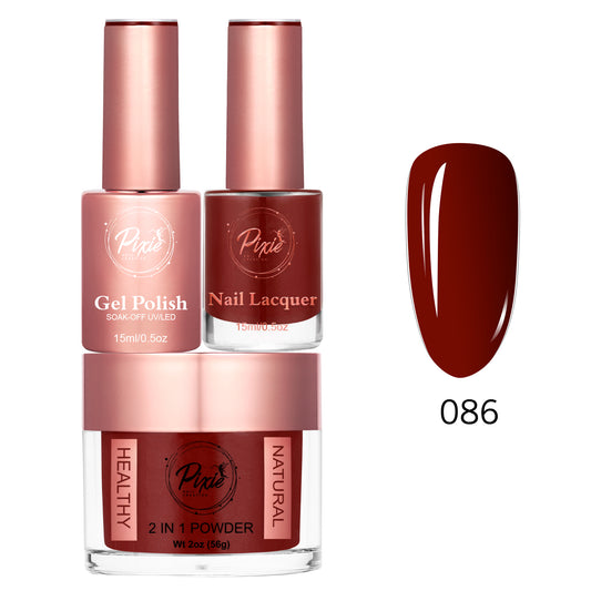 Pixie 4in1 Trio Matching (Dip/Acrylic Powder + Gel + Nail Lacquer) – 086