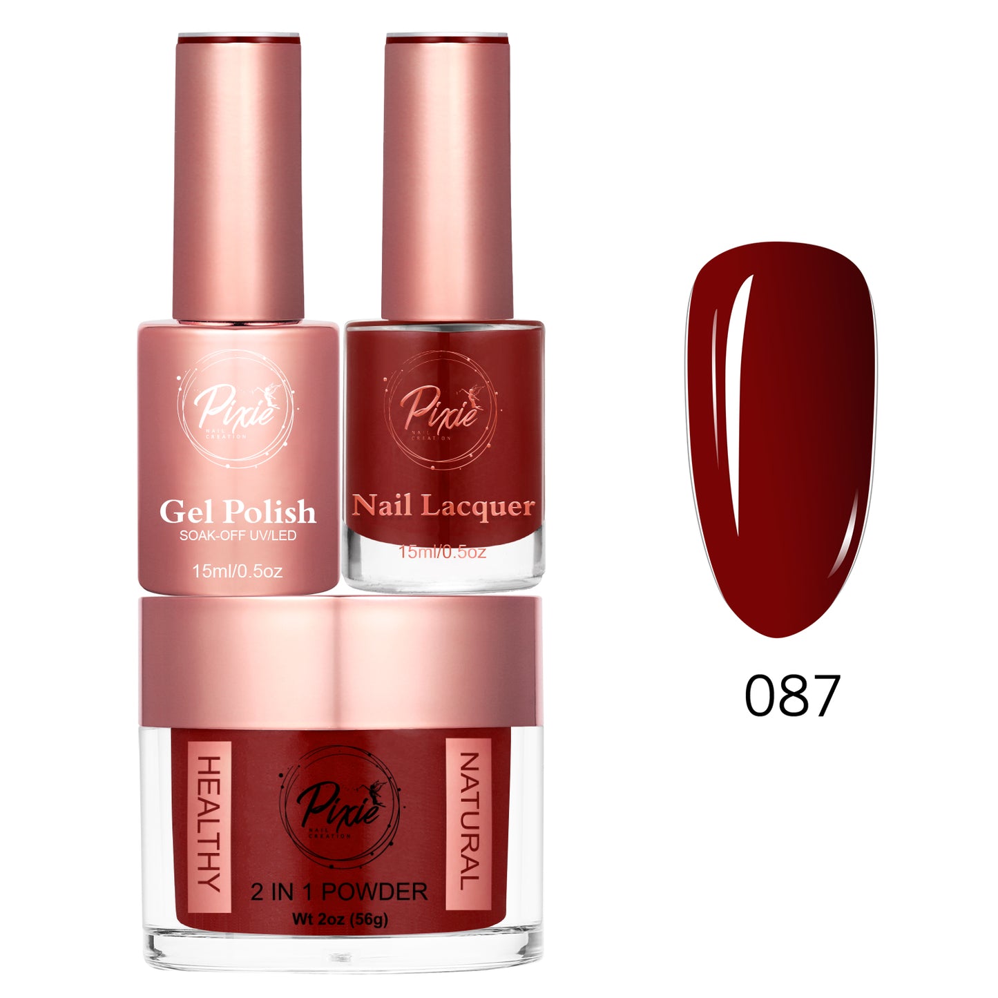 Pixie 4in1 Trio Matching (Dip/Acrylic Powder + Gel + Nail Lacquer) – 087