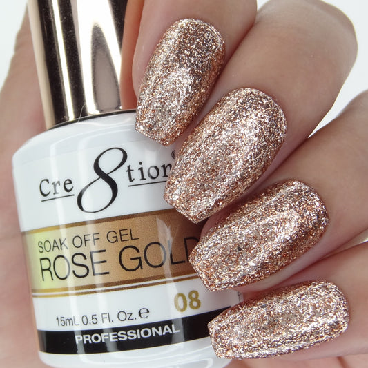 Cre8tion Rose Gold Soak Off Gel 0.5oz - 08