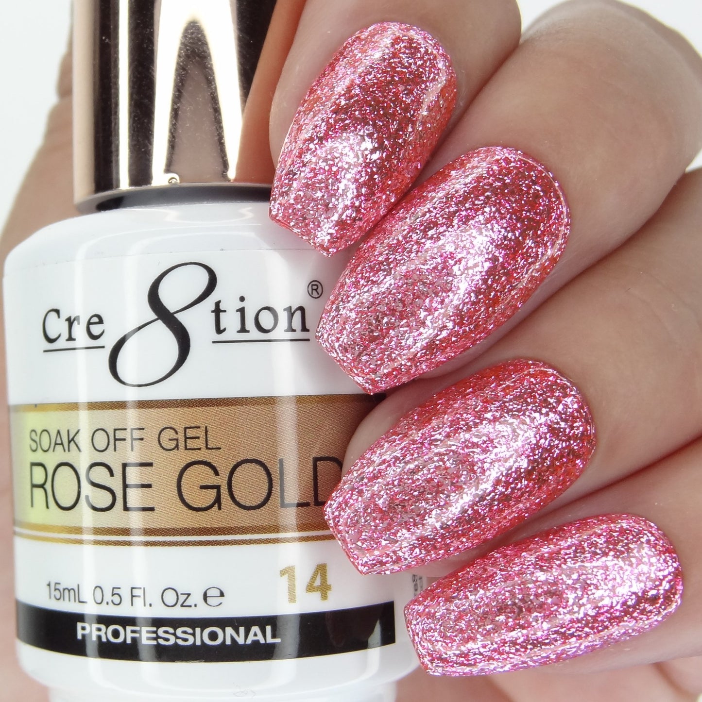 Cre8tion Rose Gold Soak Off Gel 0.5oz -14