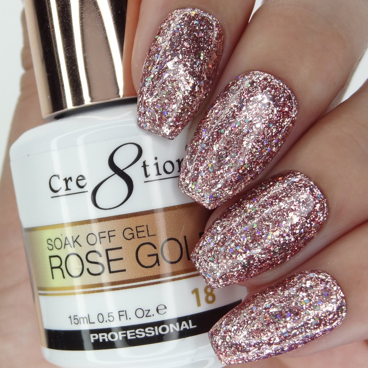 Cre8tion Rose Gold Soak Off Gel 0.5oz -18