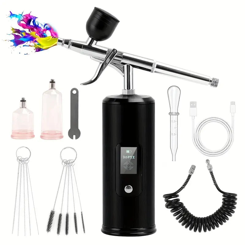 Portable Air Brush with LCD Screen Dual-Action 3-level Adjustable Pressure